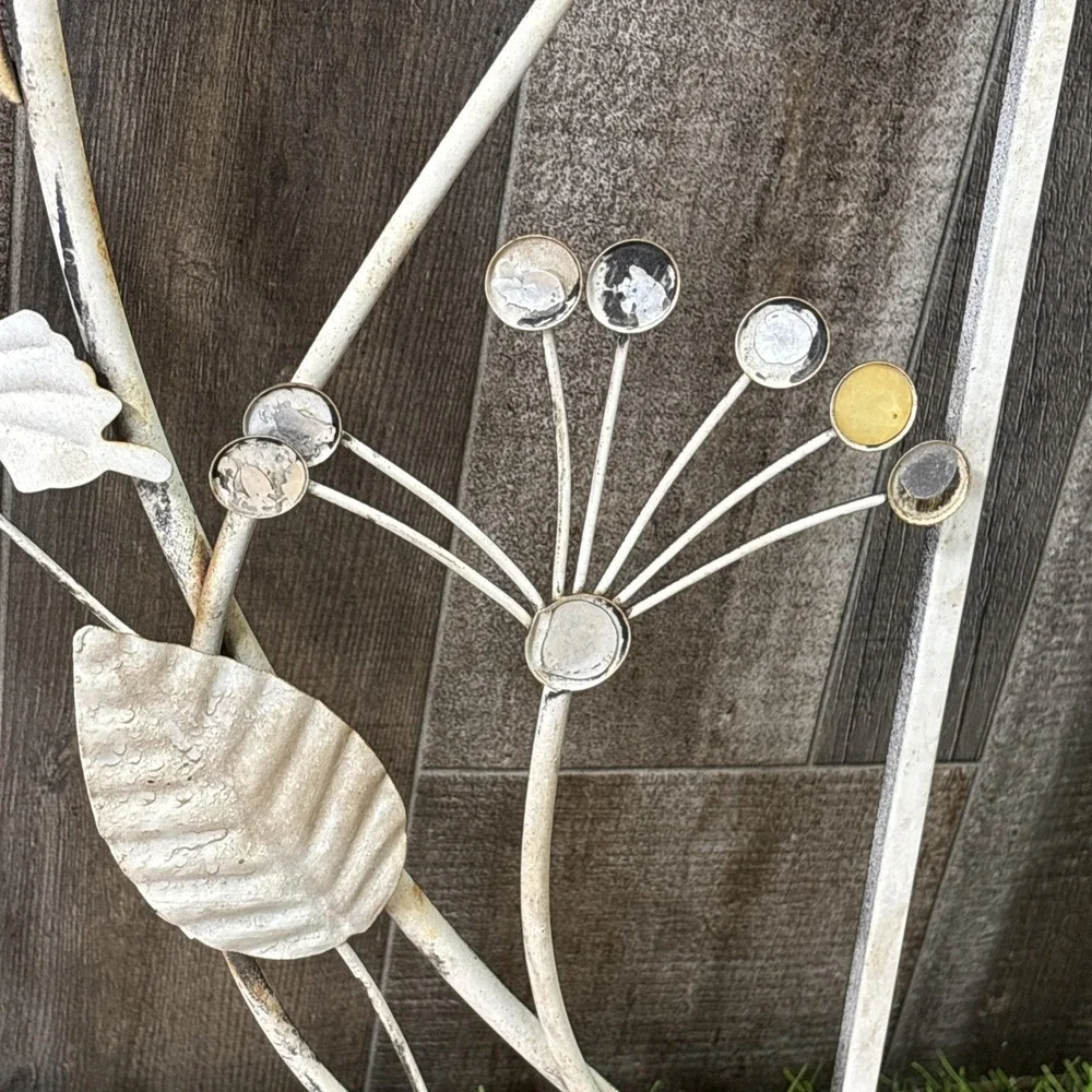 Rustic White Metal Floral Wall Art Butterfly Dragonfly Garden Farmhouse Decor